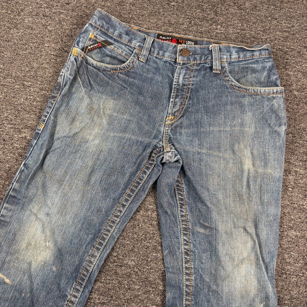 Ariat FR M3 Loose Straight Jeans Mens 33x30 Blue Flame Resistant Workwear
